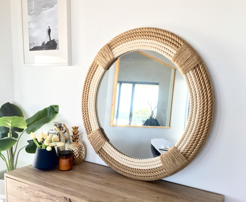 XXL 110cm 43.3 Hampton Nautical Themed Round Rope Mirror Etsy