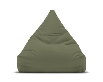 Funda para sillón puf color oliva, acogedor mueble de salón, regalo de inauguración de la casa único, funda para cojín de suelo