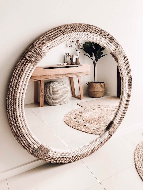 XXL 110cm 43.3 Hampton Nautical Themed Round Rope Mirror Home