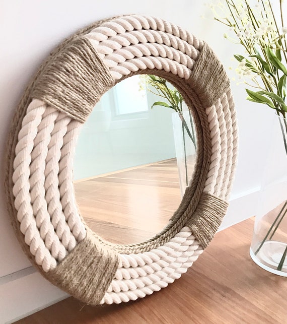 SMALL 41cm / 16inch Nautical Hampton Coastal Round Rope Mirror