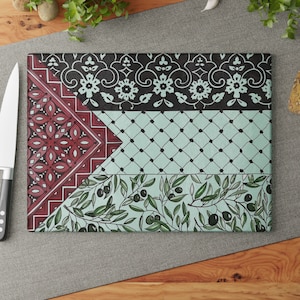 Palestine Flag Glass Cutting Board