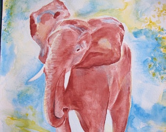 Watercolor big elephant