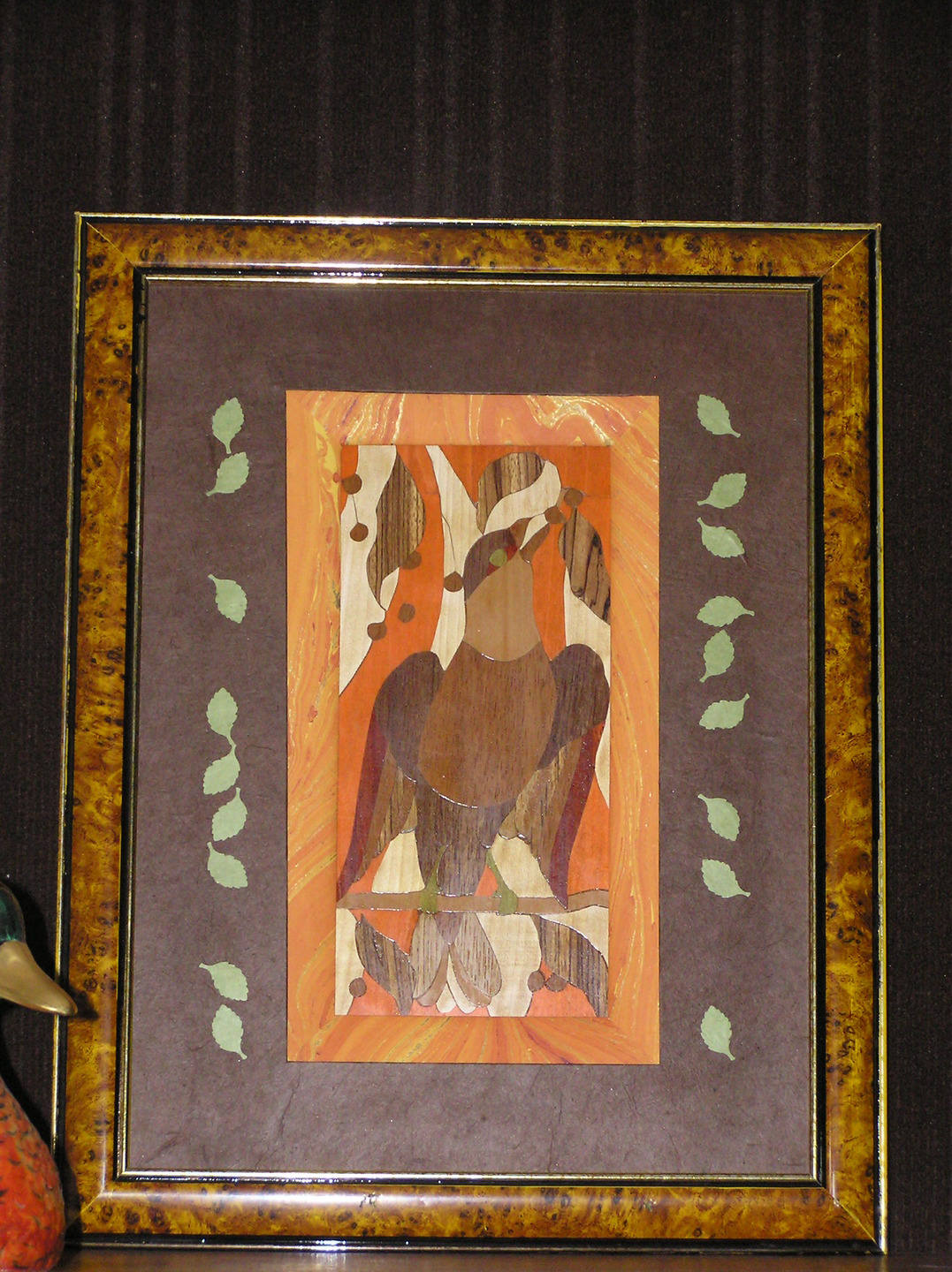 Tableau Marqueterie Bois Orange et Marron