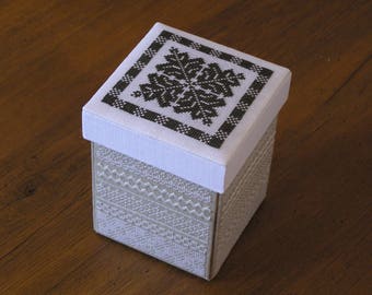 Necessary embroidered Victorian sewing box