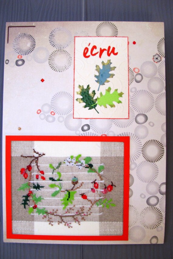 Tableau Spirale Végétale Multicolore Brodée