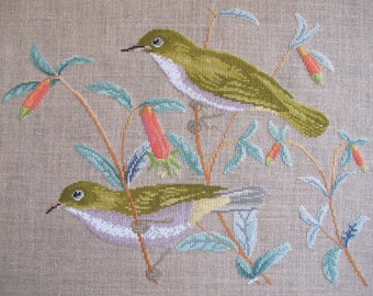 Cross-stitch-stitch-throated zosterps embroidery