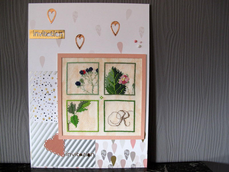 Tableau Invitation de 4 Carrés Brodés