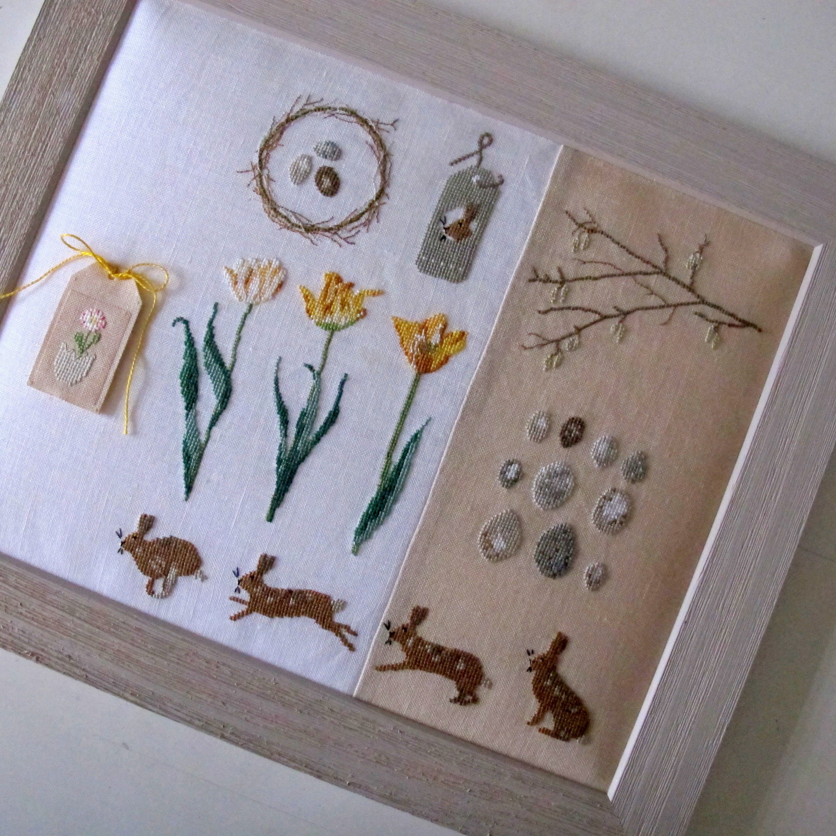 Tableau Brodé Composition Printanière