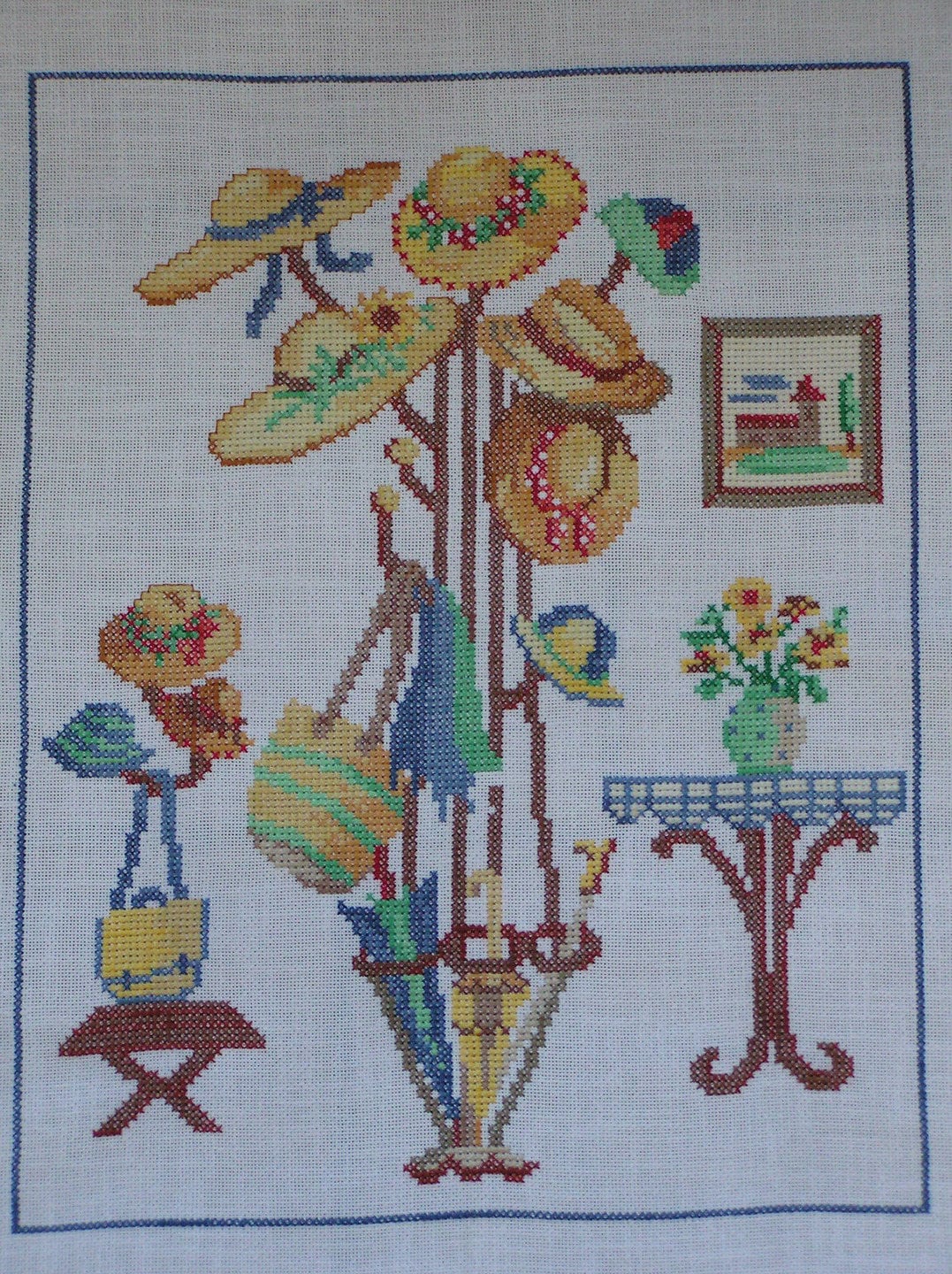 Broderie Chapeaux et Sacs de Paille Au Point Croix