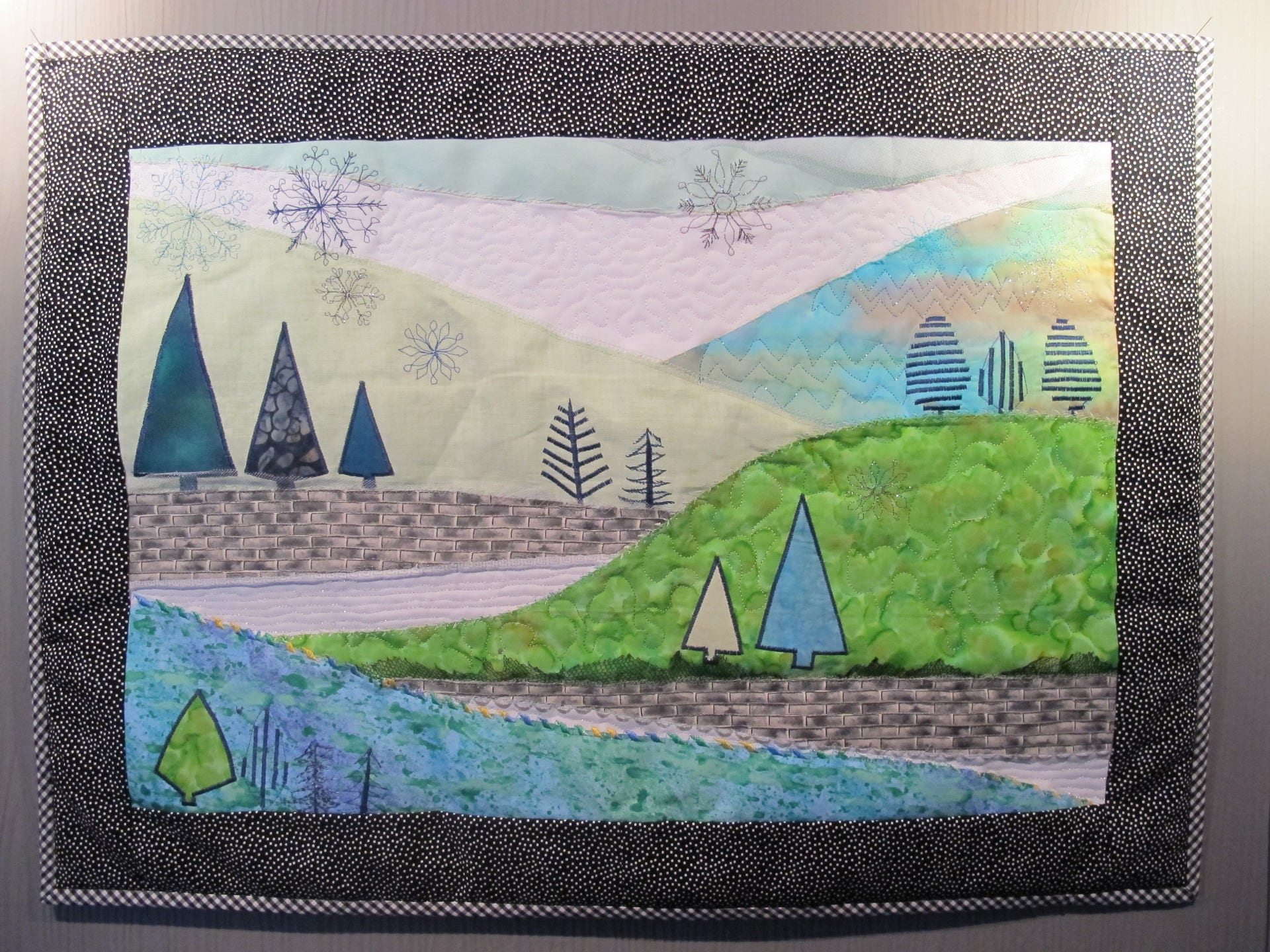 Petit Patchwork Crénothérapie Tons Bleus et Verts