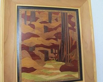 Picture inlaid representing an undergrowth fuchia
