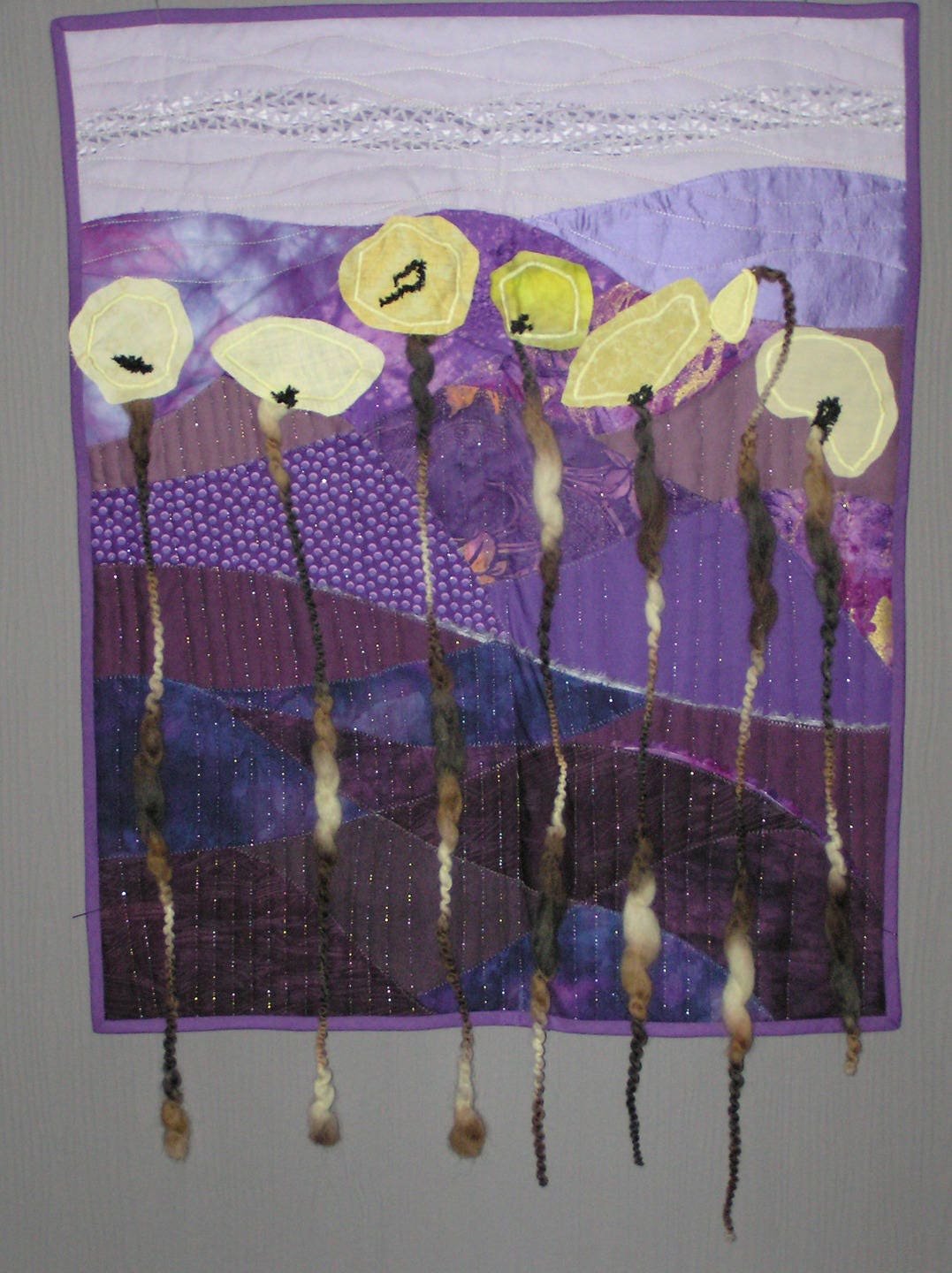 Petit Patchwork Violet Coquelicots Jaunes