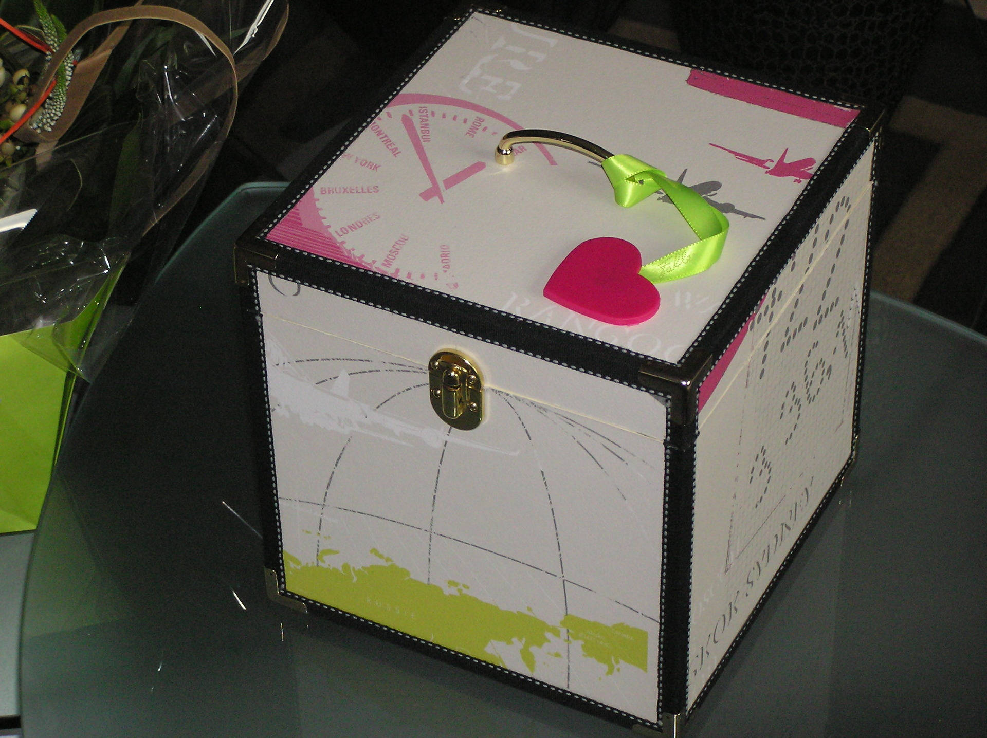 Vanity de Voyage ou Coffret Vert Anis et Rose