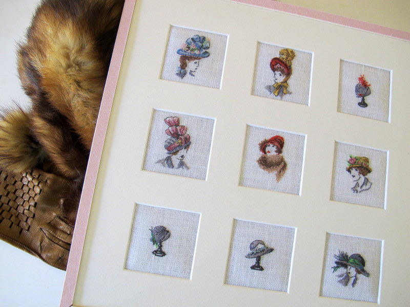 Tableau Broderie Chapeaux Au Point de Croix Compté