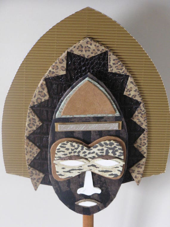 African Mask Made of Cardboard  Etsy