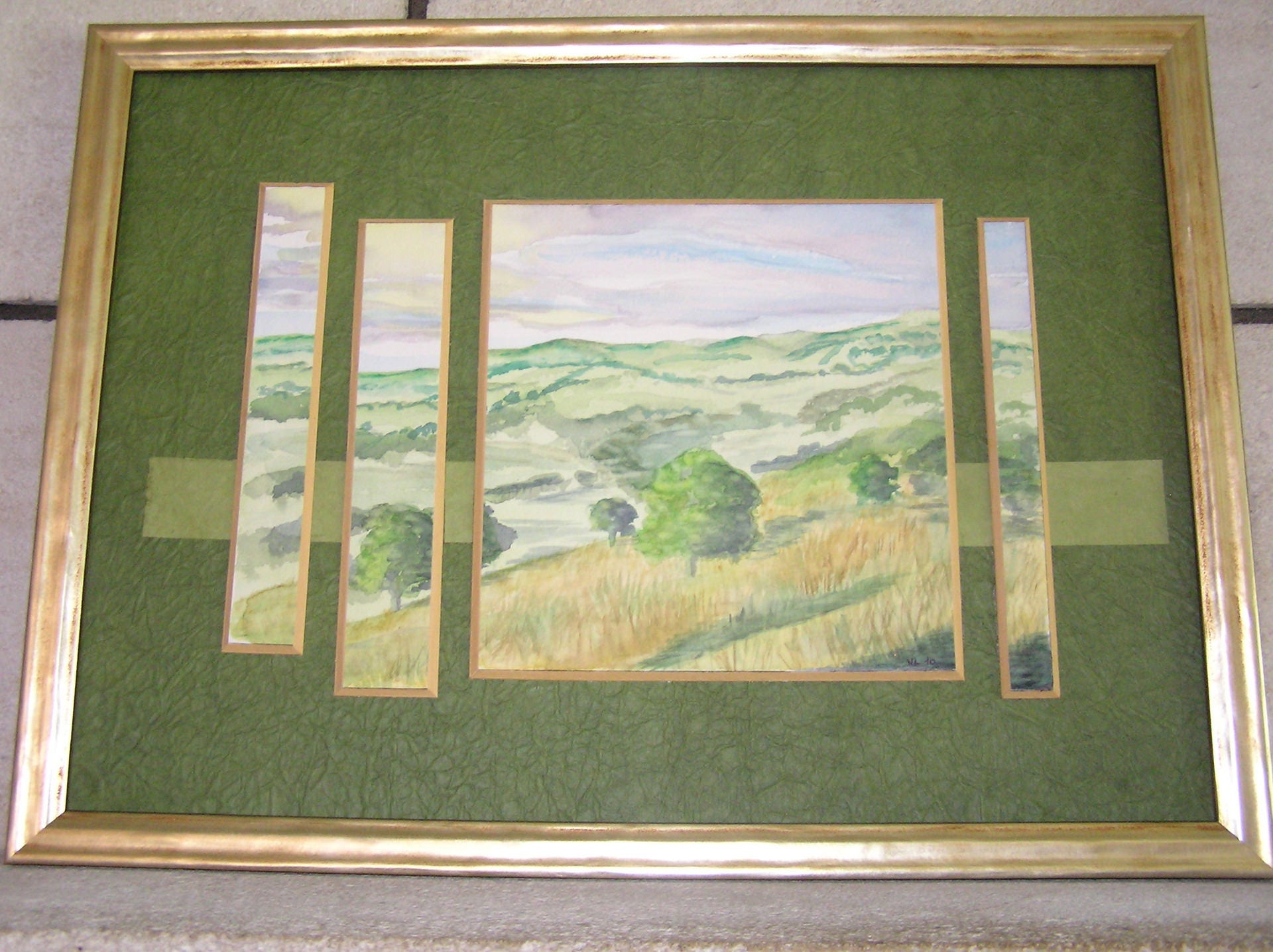 Tableau d'une Aquarelle Verte Paysage de Cleveland