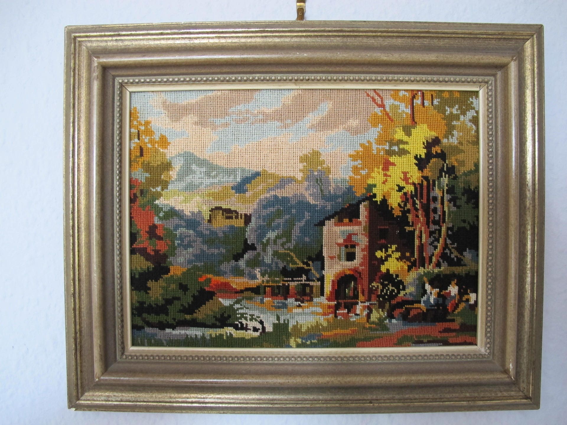 Petite Tapisserie Les Lavandières Au Point de Croix