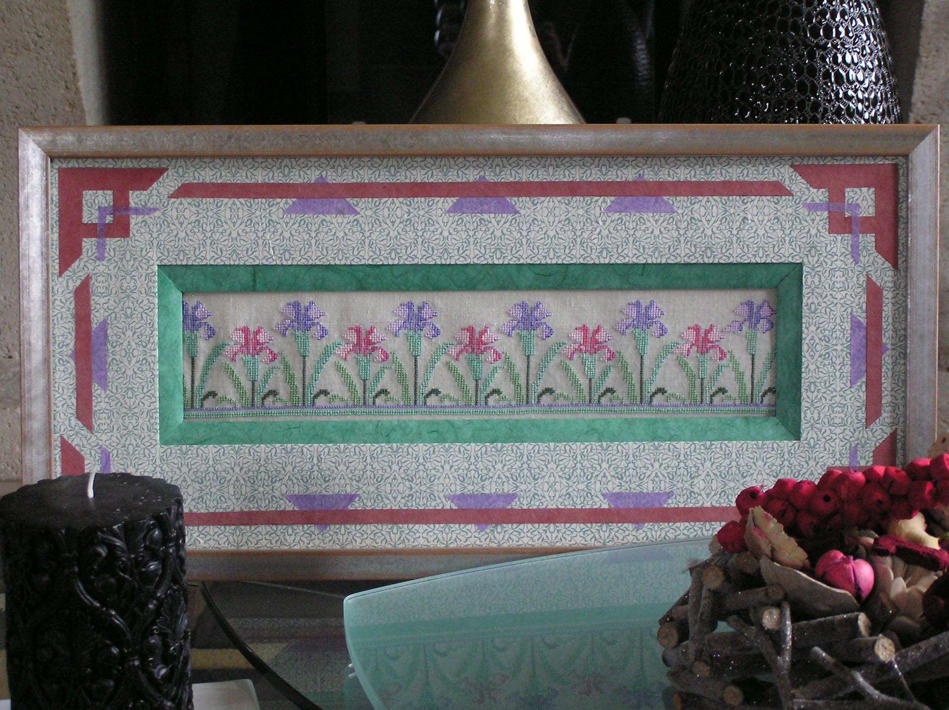 Tableau Iris Art Nouveau Vert