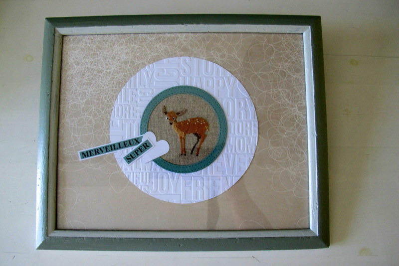 Tableau d'un Faon Brodé Au Point de Croix