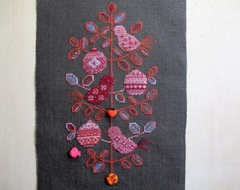 &quot;Birds in my Christmas tree&quot; embroidery