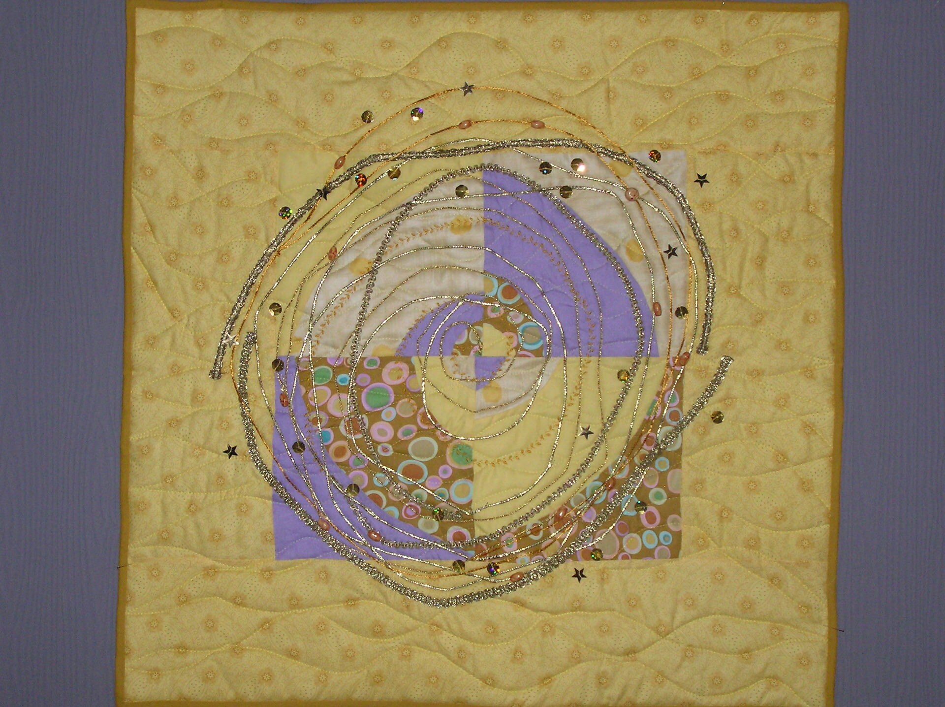Petit Patchwork Cercles Mauve et Jaune