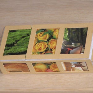 Boîte en carton décorée d'images sur toutes les faces