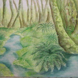 Green forest watercolor
