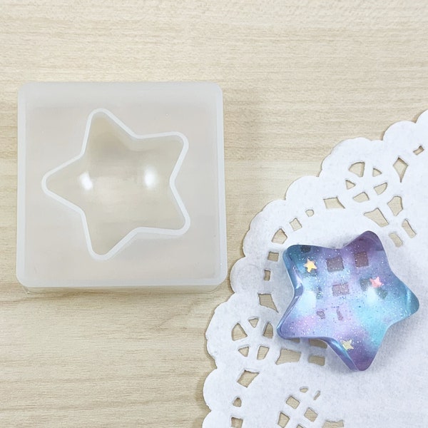 Small Star Silicone Mold | Cute Puffy Star Resin Mold | Decoden Cabochon Making Resin Mold