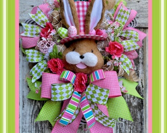 Easter wreath, Bunny wreath, Spring wreath, Easter front door wreath, Spring wreath for front door, Easter Bunny, Easter Decor
