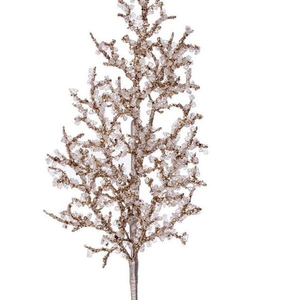 Champagne Ice spray, glitter spray for wreaths, Wreath filler, champagne beaded spray, Christmas tree decor, 22"