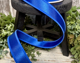 Royal Blue satin ribbon, Ribbon for wreaths, Designer ribbon, 7/8", double fused ribbon, Royal Blue satin, patriotic ribbon, spring ribbon