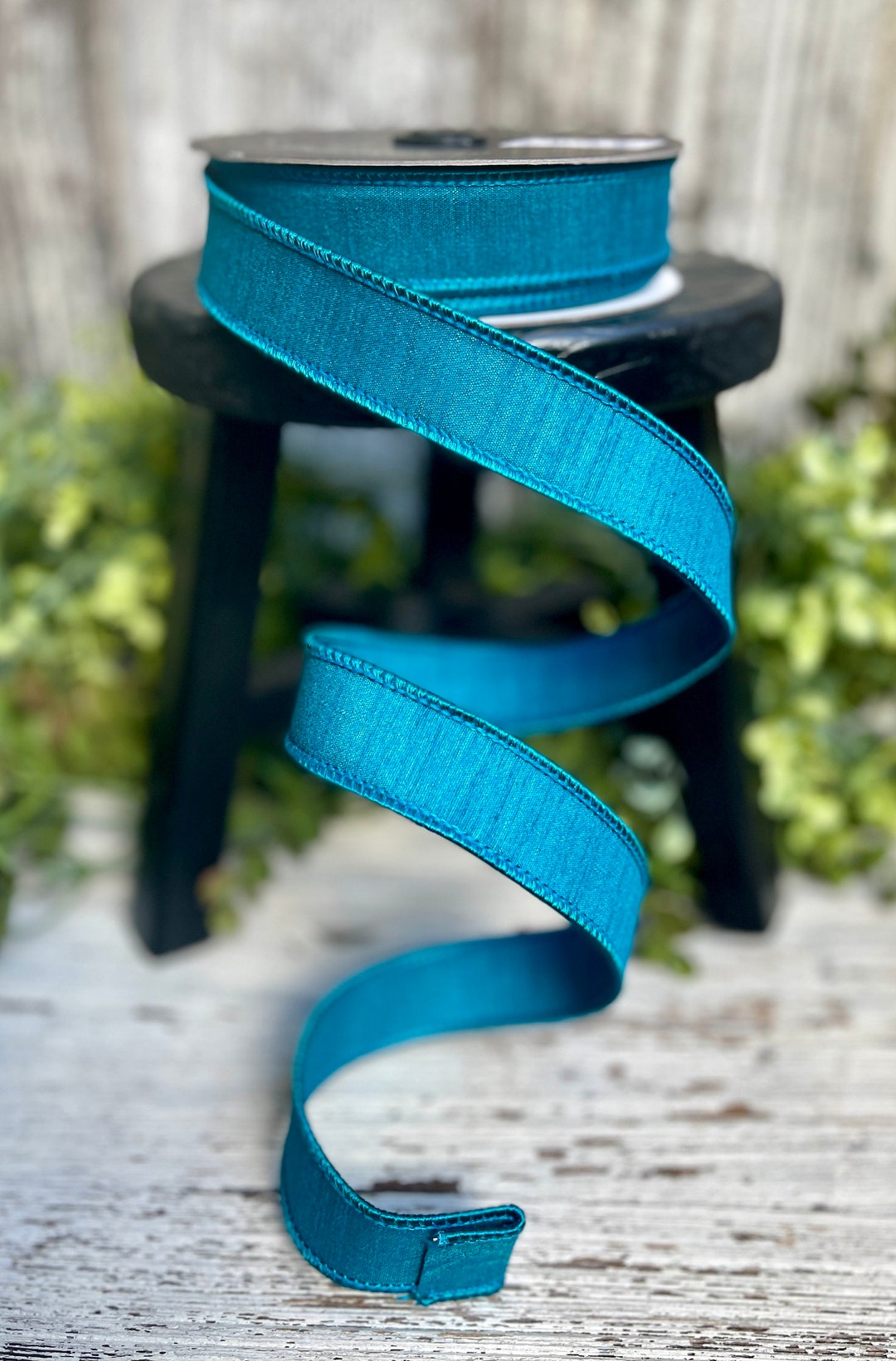Turquoise Ribbon, 10 YD ROLL, Ribbon for Wreaths, Farrisilk Ribbon, 1 ...