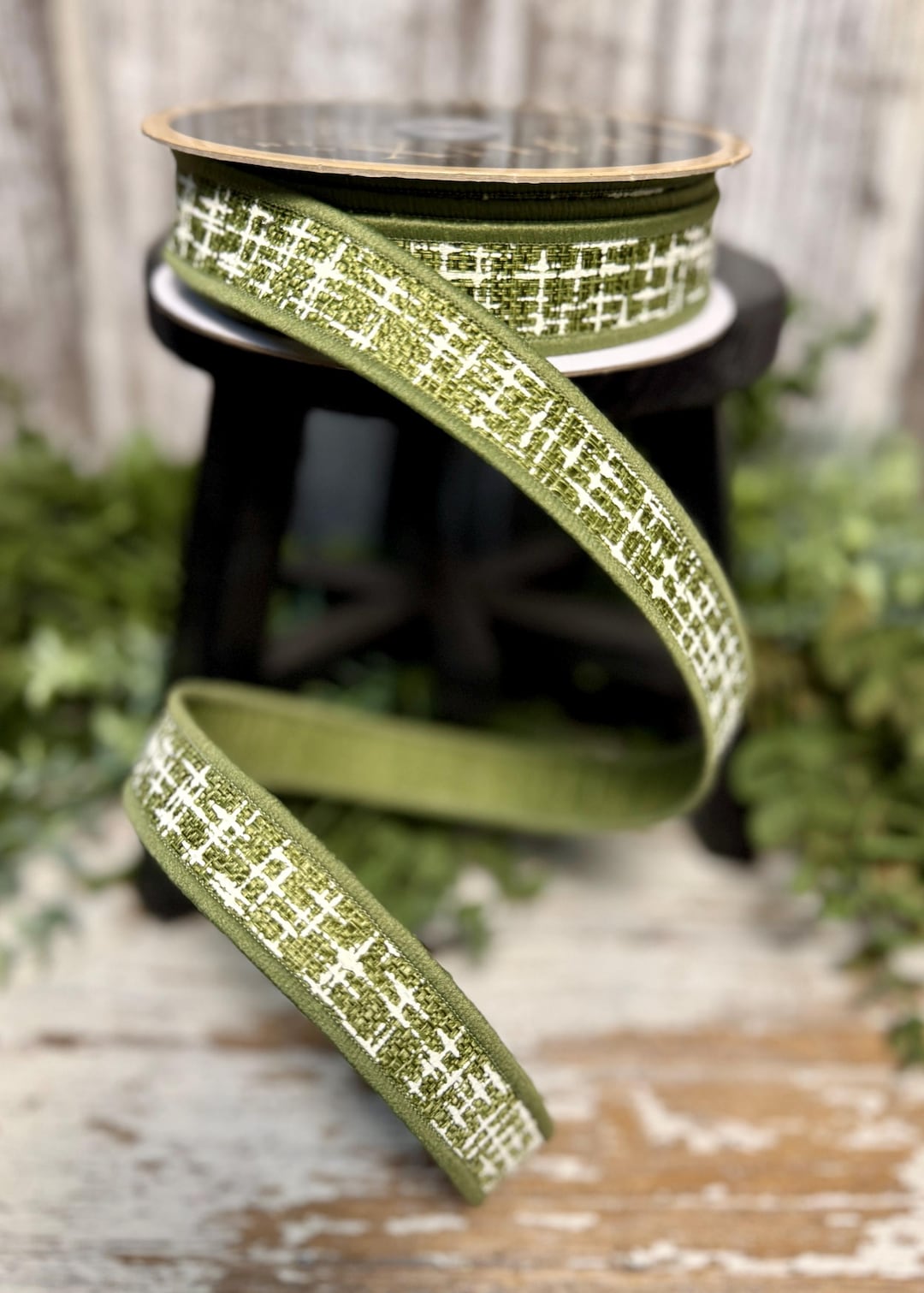 Textured Ribbon String Knit Look Texture Fused Ribbon, 10 YD, Ribbon for Wreaths, Designer ...