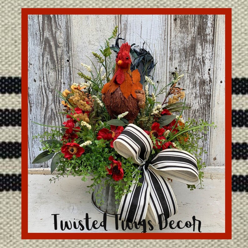 Farmhouse Decor Rooster Decor Kitchen Centerpiece Rooster Etsy
