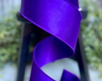 Purple Wired Fabric Florist Ribbon, 1-1/2x50 Yards