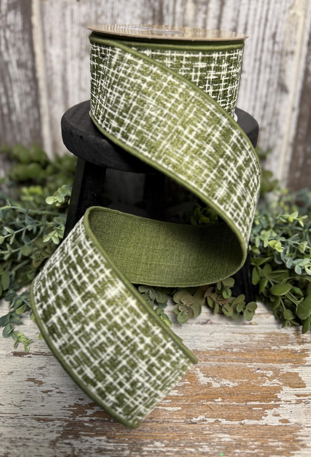 Textured Ribbon String Knit Look Texture Fused Ribbon, 10 YD, Ribbon for Wreaths, Designer ...