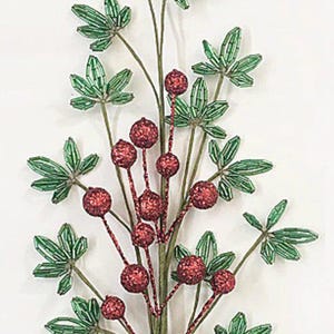 Christmas stem, wreath filler for Christmas, Wreath filler floral, Cranberry Christmas stem, red green holly stem, 18&quot;