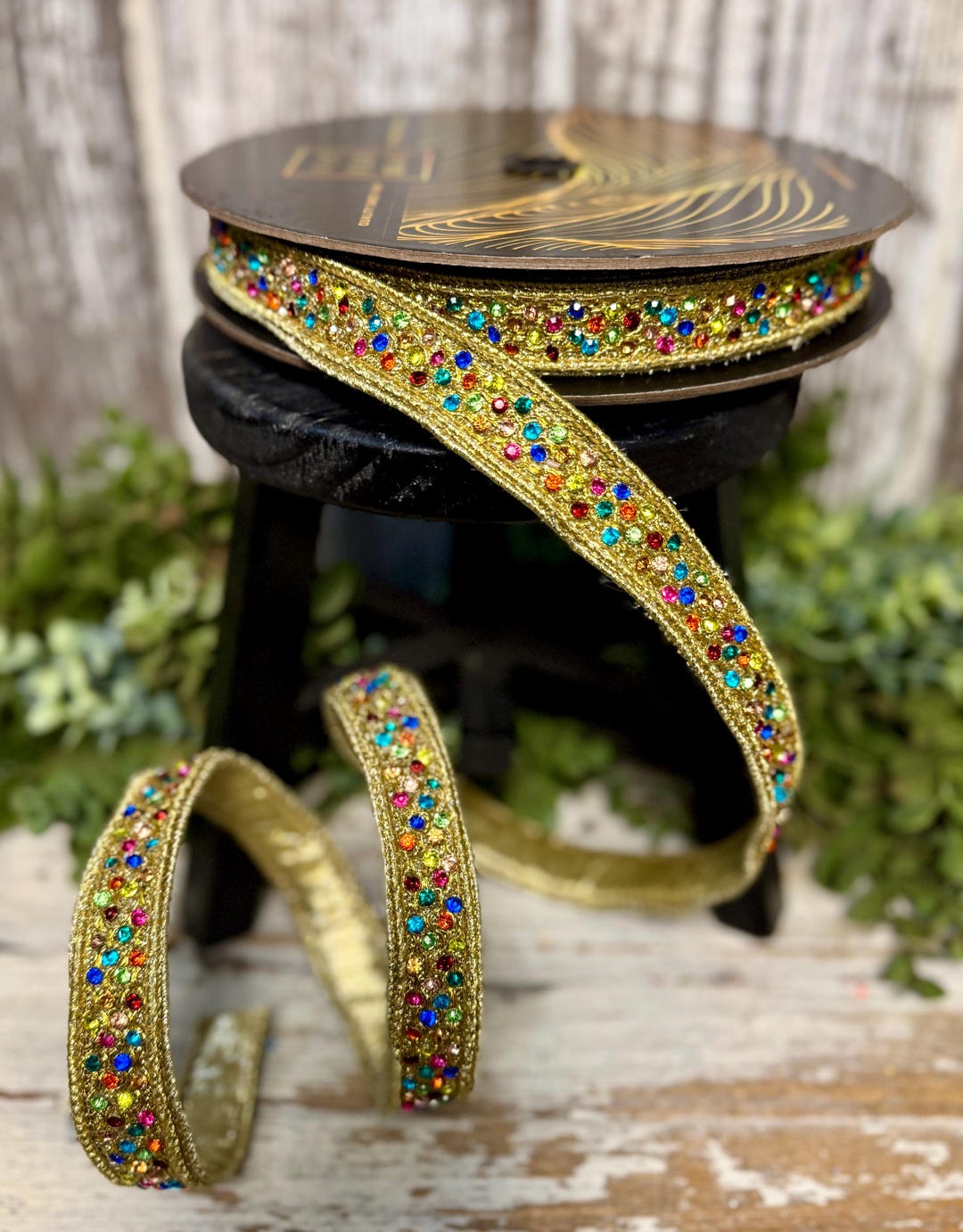 Jewled Ribbon Jeweled Ribbon for Wreaths, .75