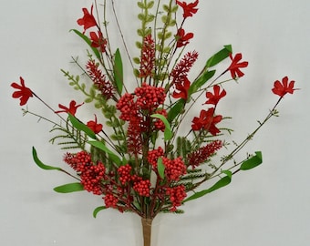 Christmas spray, Festive filler for Christmas, Wreath berry spray filler floral, Christmas berry spray in Red, 60919