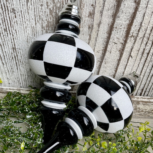 Black White Finials Etsy