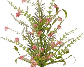 Spray floral rose aux baies, remplissage de verdure pour le printemps, remplissage de guirlande florale, verdure florale 60919, buisson rose 60919
