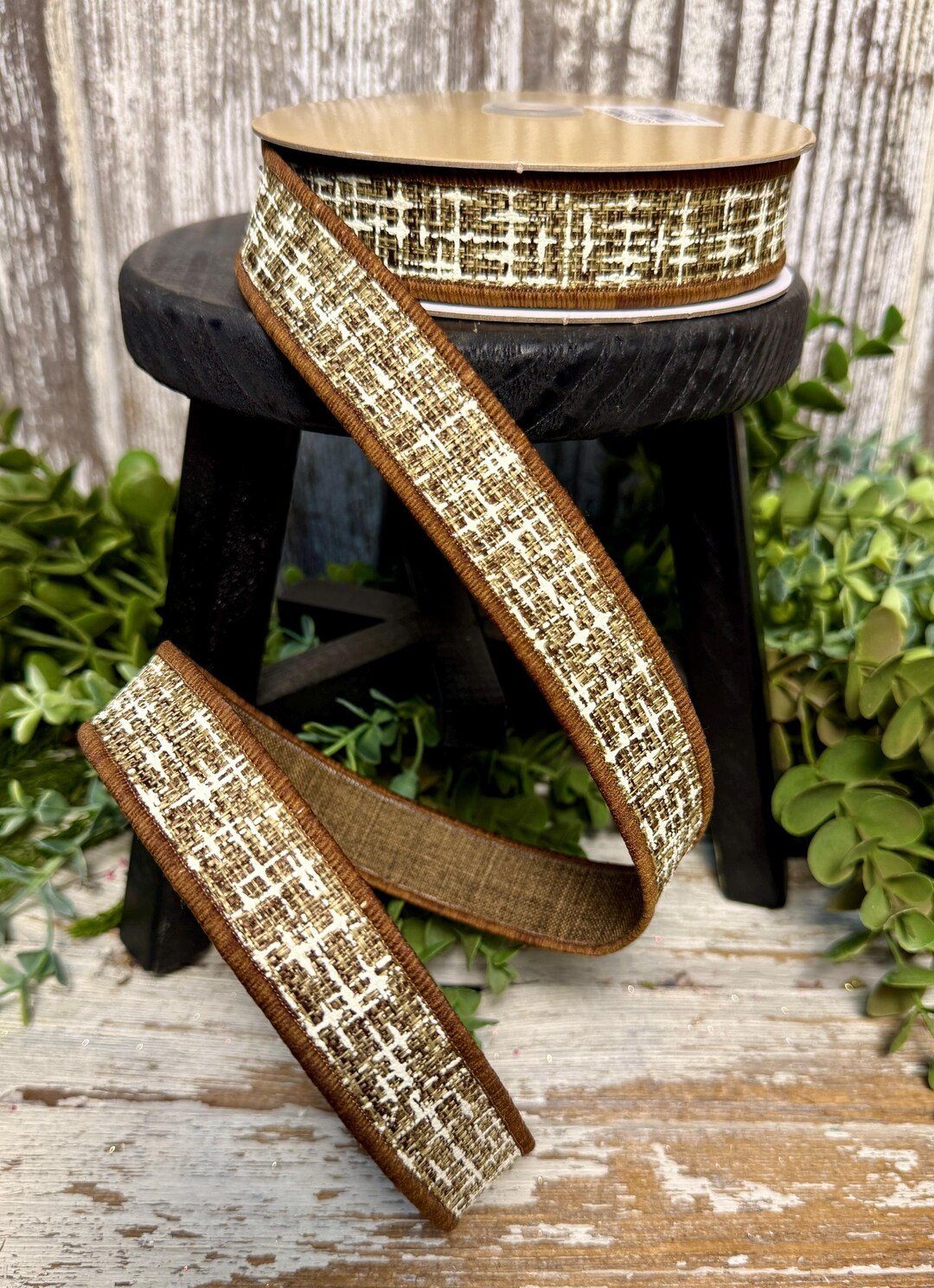 Textured Ribbon String Knit Look Texture Fused Ribbon, 10 YD, Ribbon for Wreaths, Designer ...