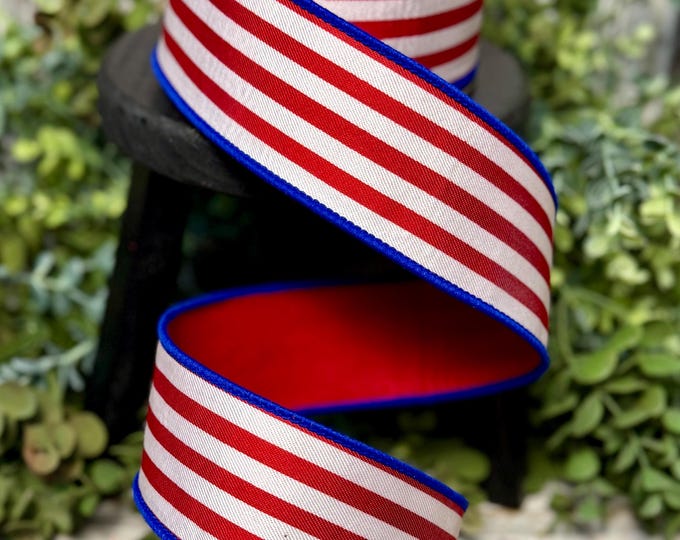 Patriotic Ribbon for Wreaths, Designer Ribbon, 2.5