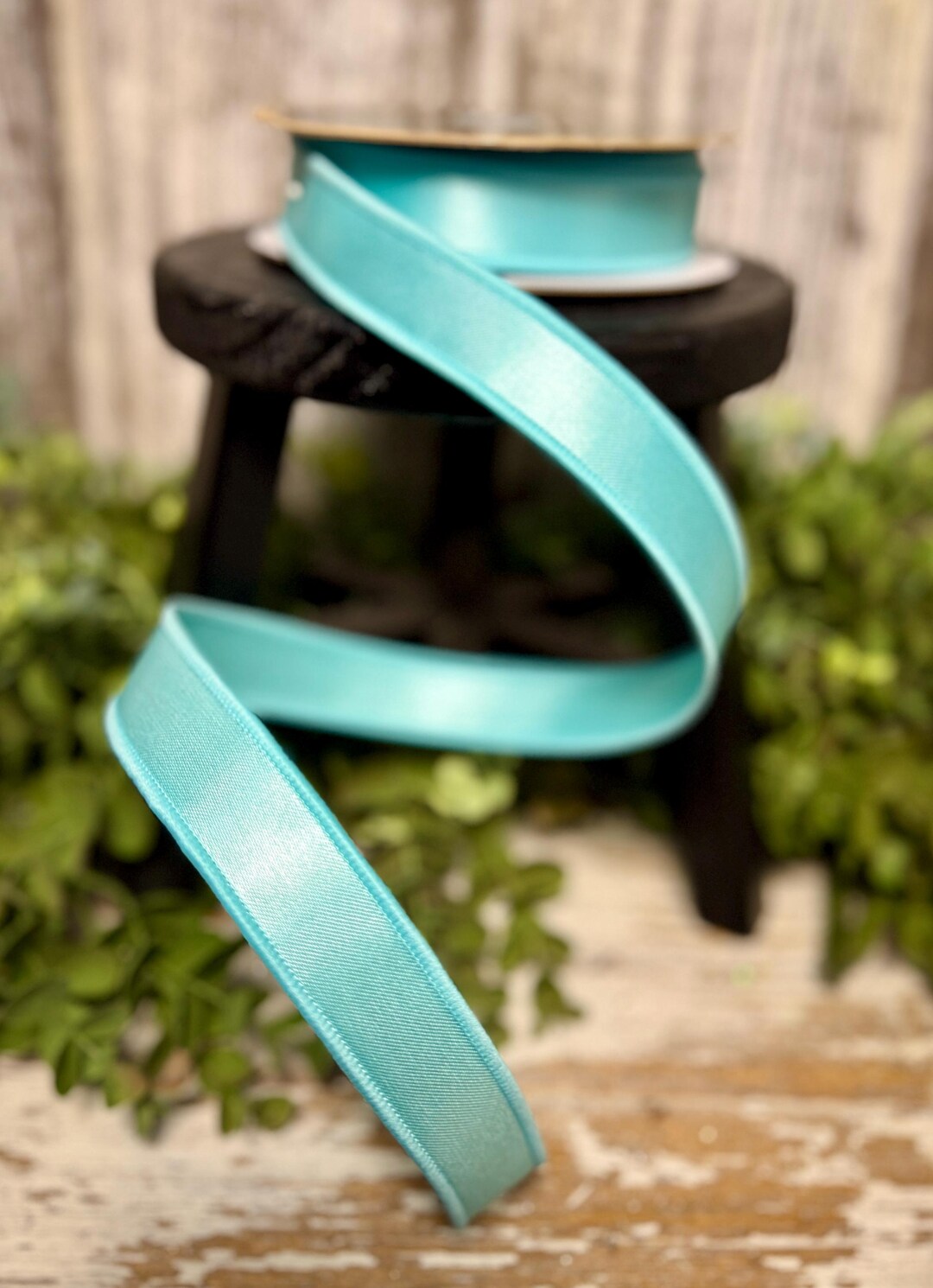 Aqua Blue Satin Ribbon, Ribbon for Wreaths, Designer Ribbon, 7/8 ...
