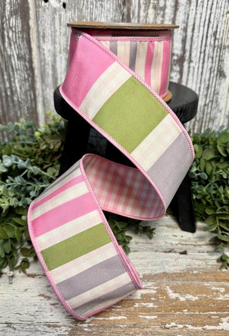 Spring Ribbon, 10YDS, Ribbon for Wreaths, Designer Ribbon, 2.5
