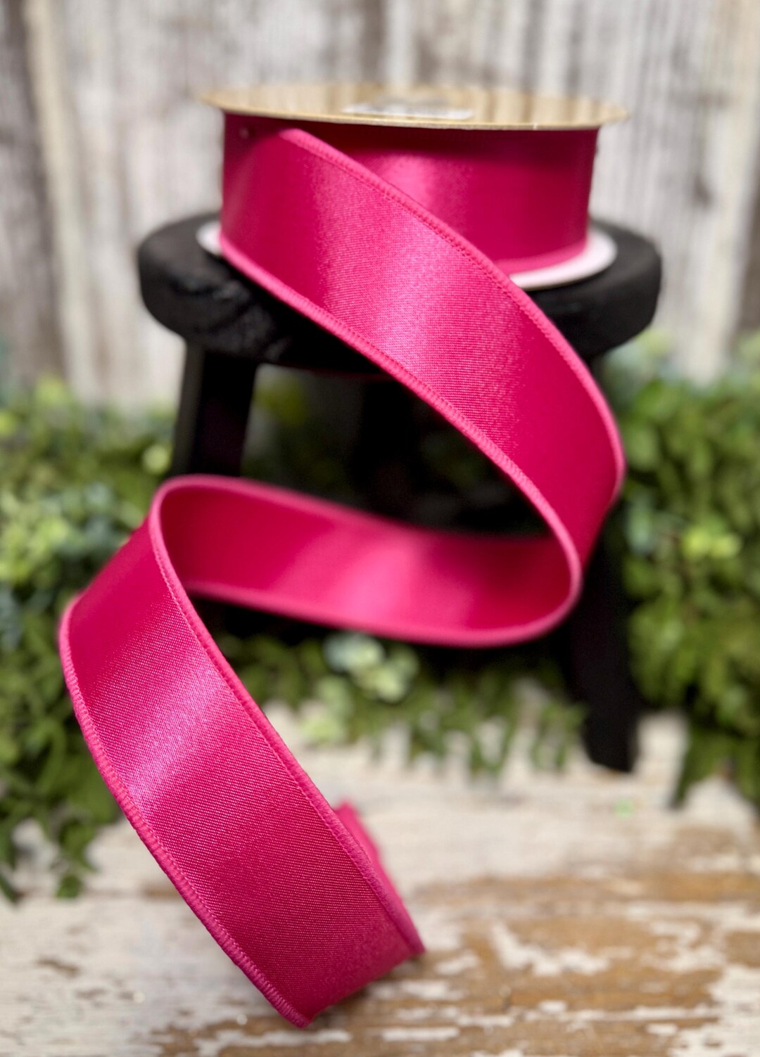 Spring Looking Ribbon Hot Pink Satin Ribbon, Ribbon for Wreaths, Designer Ribbon, 1.5 ...
