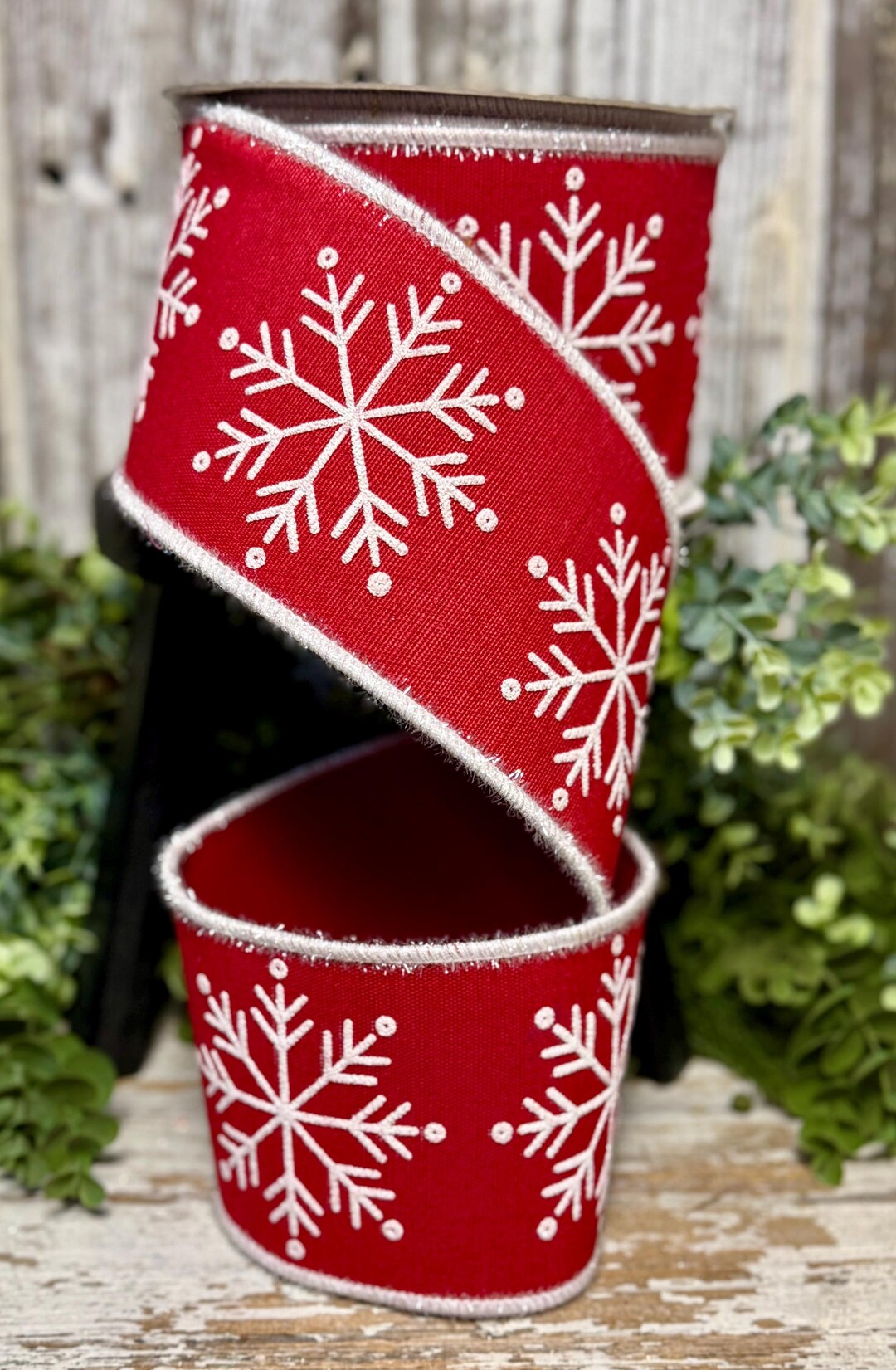 Snowflake Ribbon,10 Yds, Ribbon for Wreaths, Farrisilk Ribbon, 4 ...