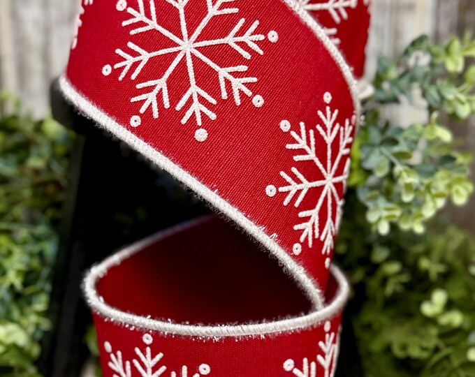 Snowflake Ribbon,10 Yds, Ribbon for Wreaths, Farrisilk Ribbon, 4 ...