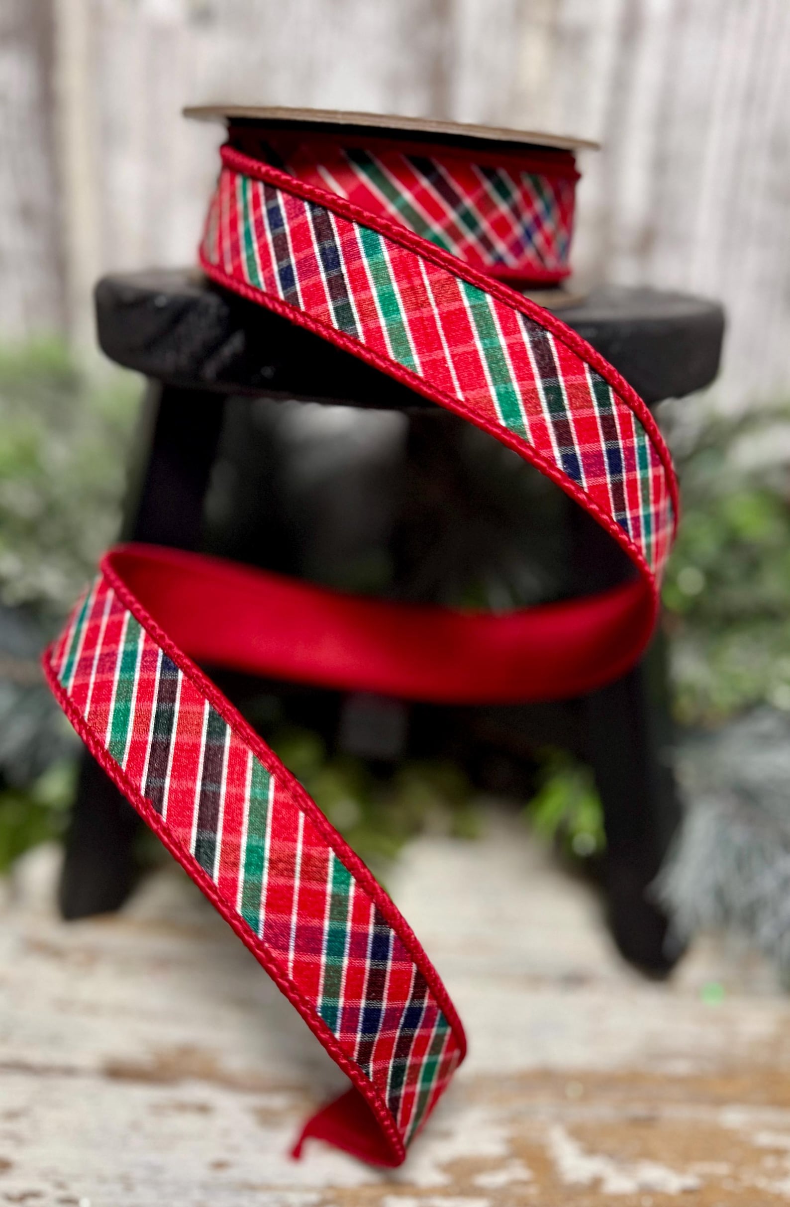 Nom Ribbon Christmas Ribbon, Ribbon for Wreaths, Designer Ribbon, 1