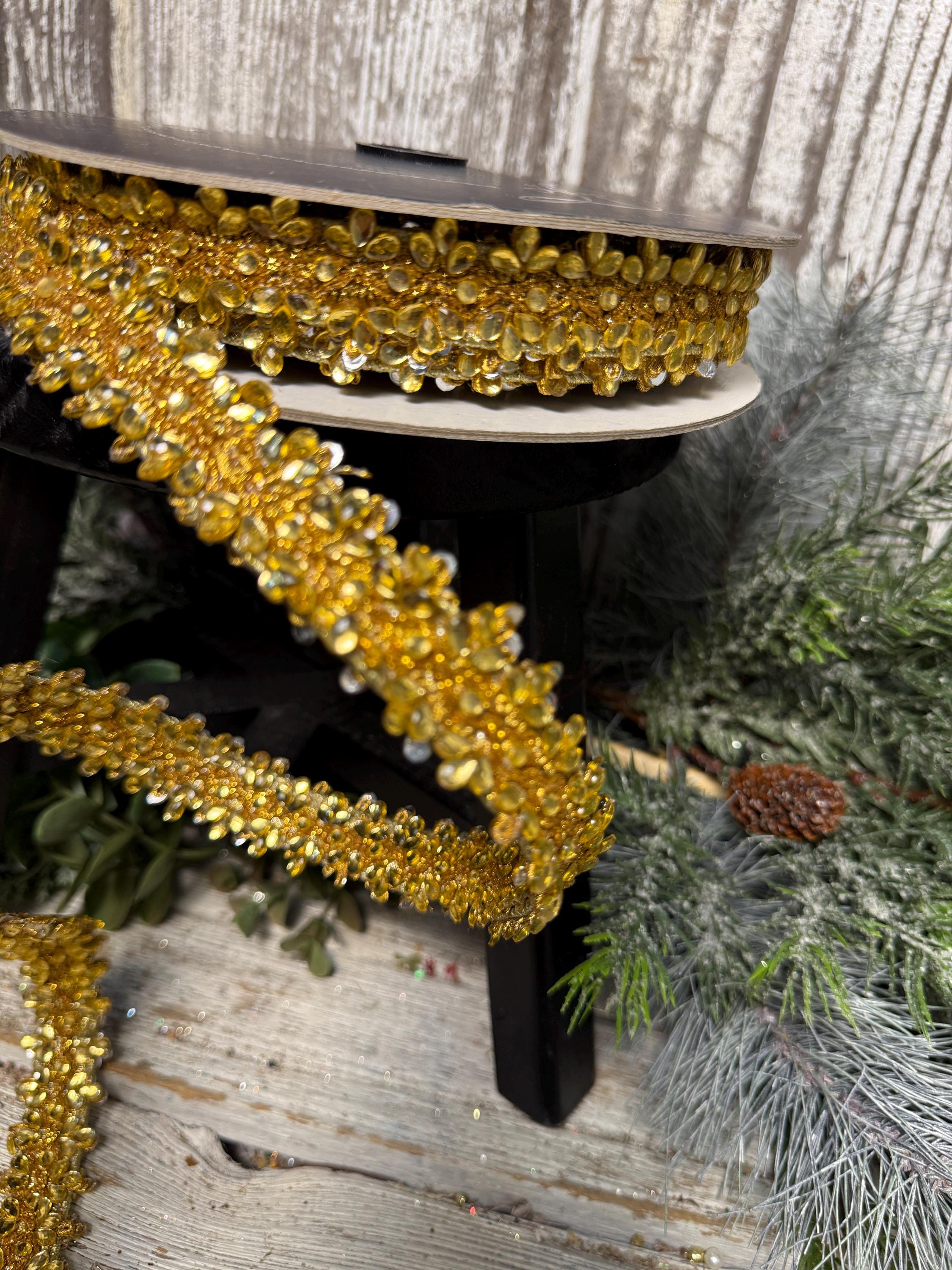 Jewled Ribbon Jeweled Ribbon for Wreaths, .75